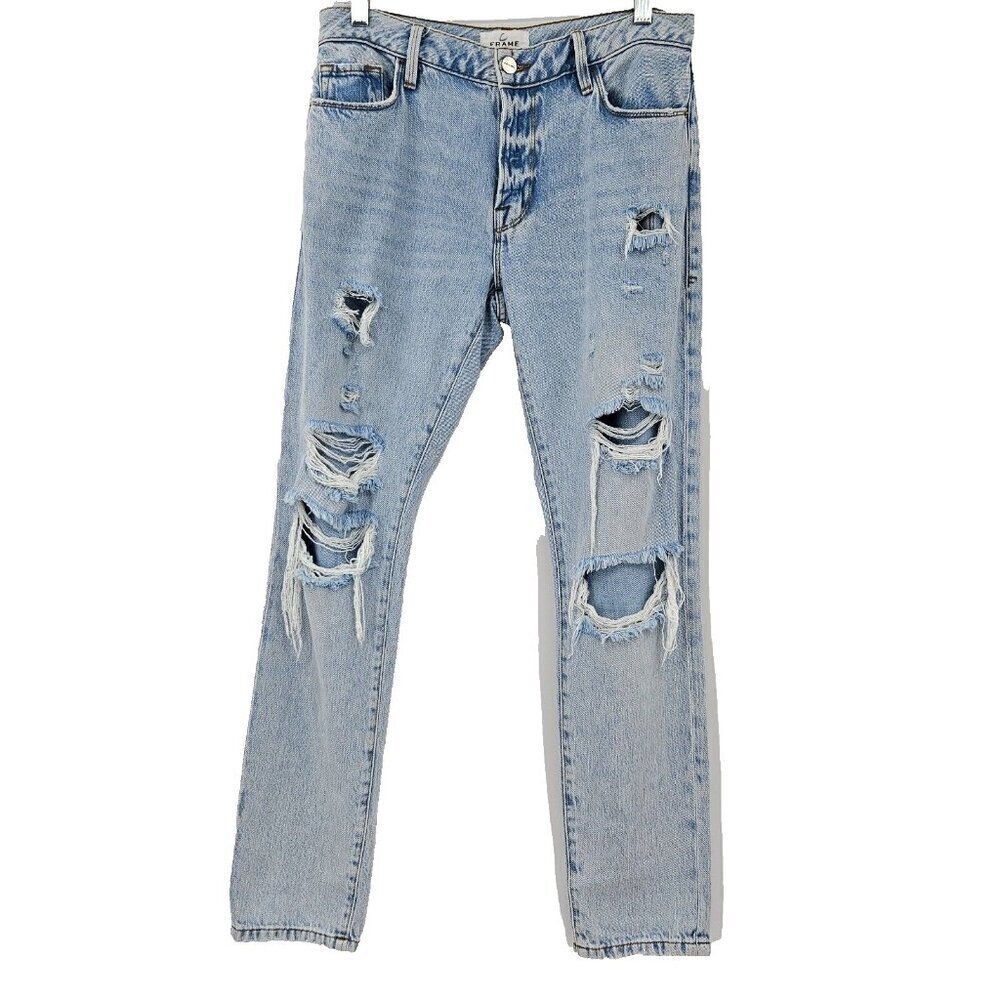 Frame Le Garcon Distressed Boyfriend Jeans In Natoma Light Wash Women’s Size 25 - Picture 4 of 11